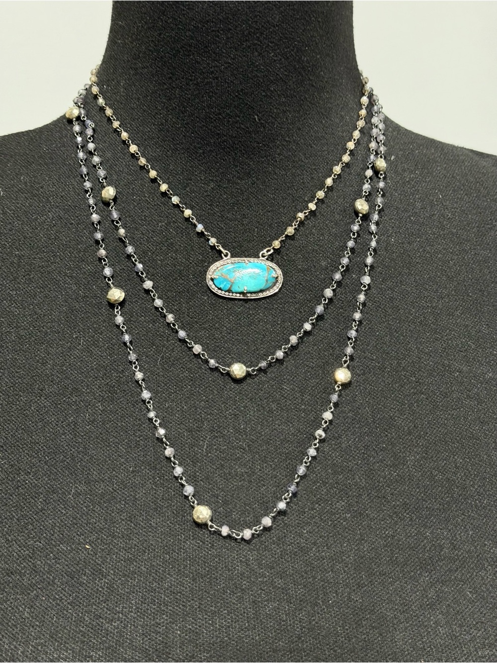Ela Rae Layered Necklace Set Turquoise Pendant Long Beaded Necklace Boho Luxe